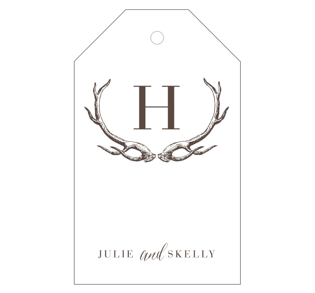 Antlers Hunting LetterPress Personalized Gift Tag - T27