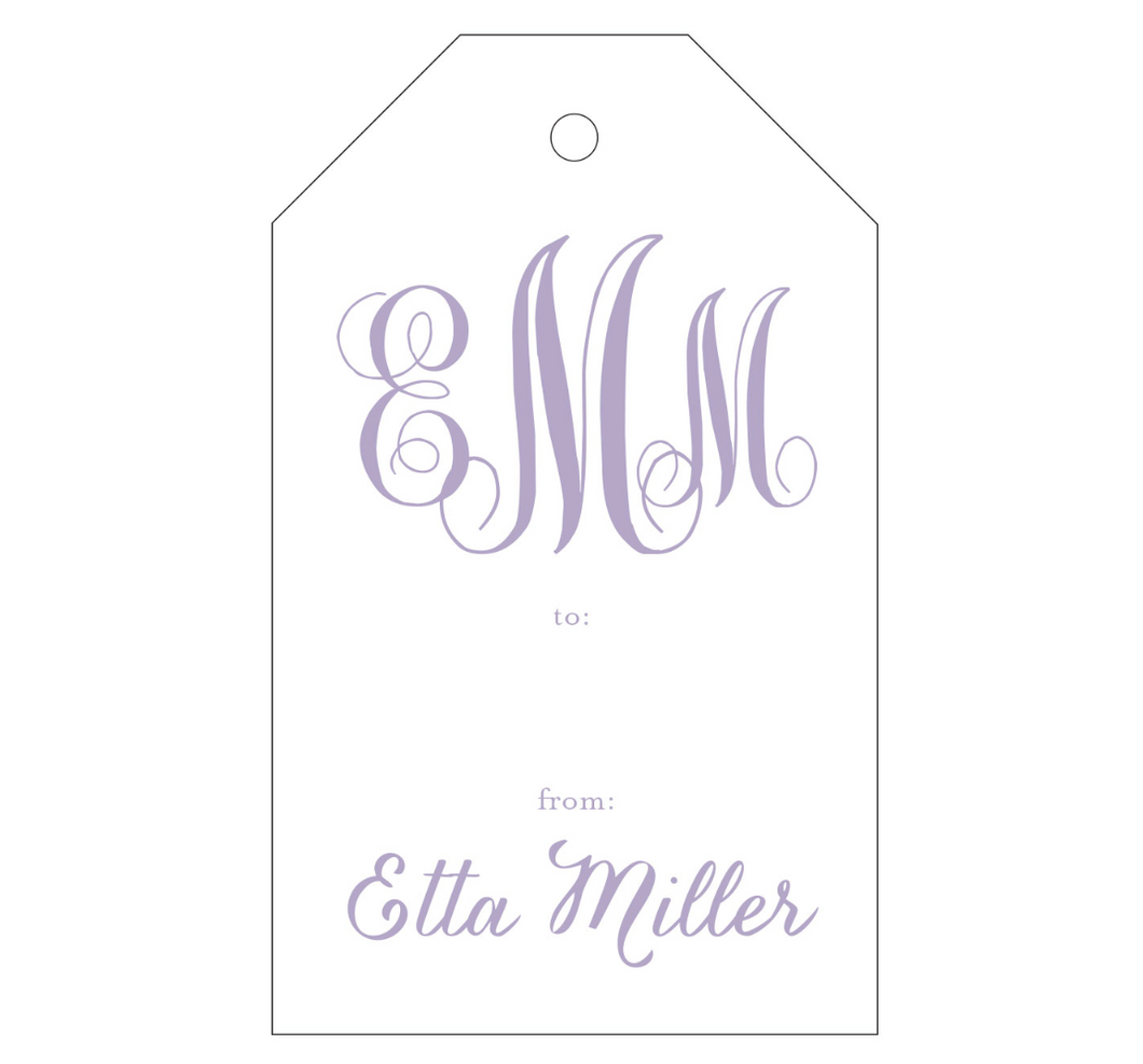 Monogram Letterpress Large Personalized Gift Tag - T57