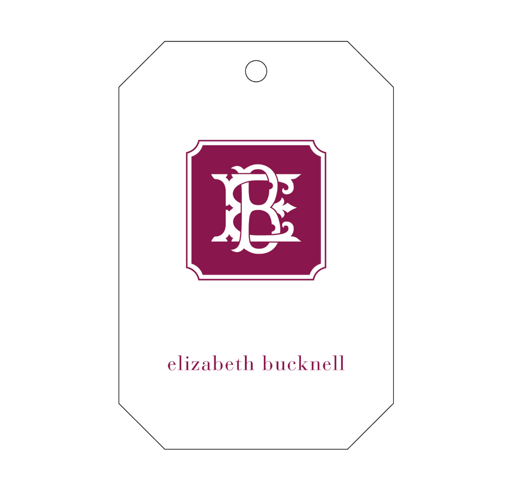 Classic Monogram Letterpress Personalized Gift Tag - T296