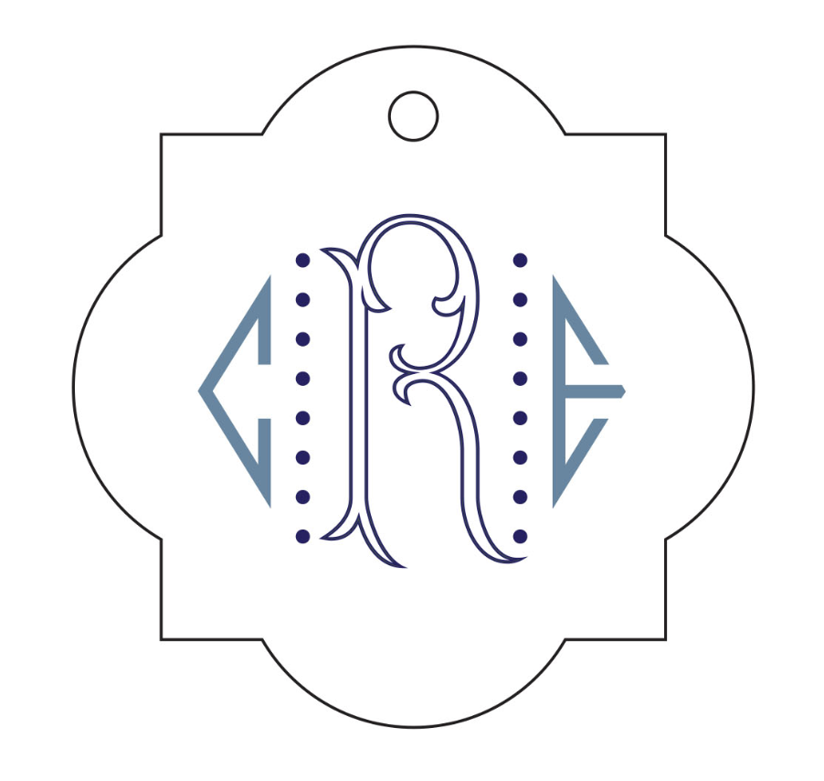 Modern Monogram Letterpress Personalized Gift Tag - T310