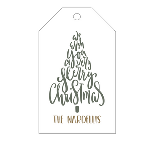 We Wish You A Merry Christmas Letterpress Personalized Holiday Gift Tag - T290
