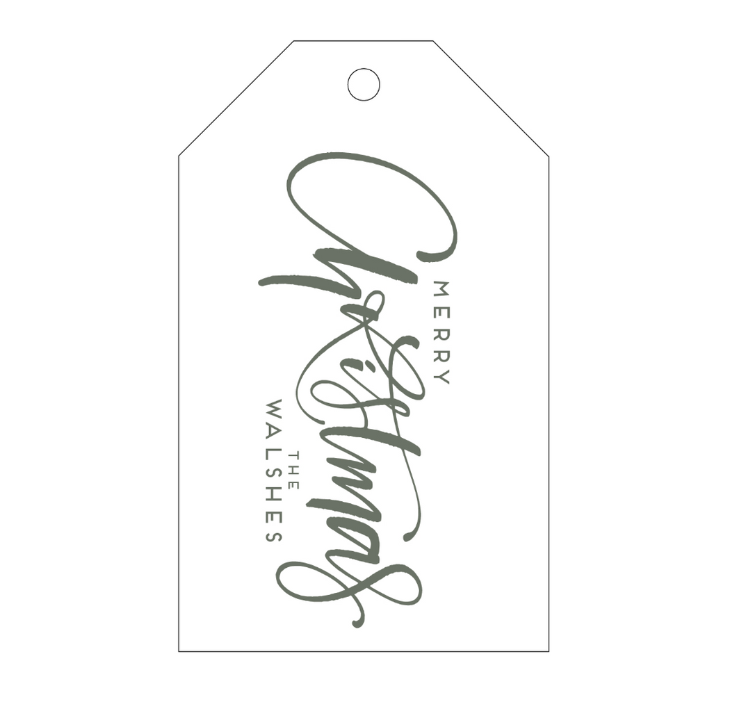 Merry Christmas Letterpress Personalized Holiday Gift Tag - T285