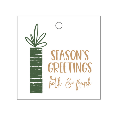 Seasons Greeting Letterpress Personalized Holiday Gift Tag - T280