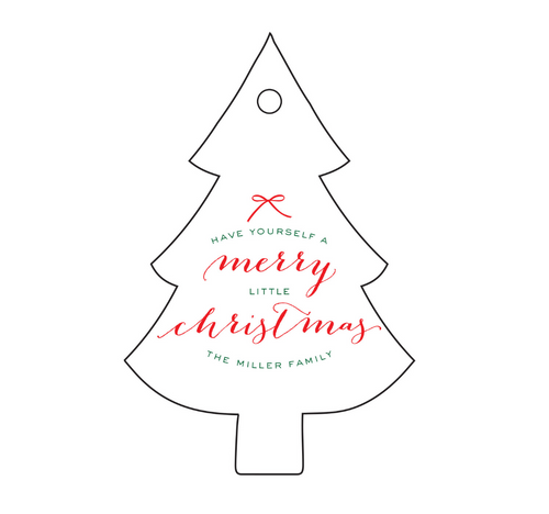 Gather 'Round the Christmas Tree Letterpress Personalized Holiday Gift Tag - T87