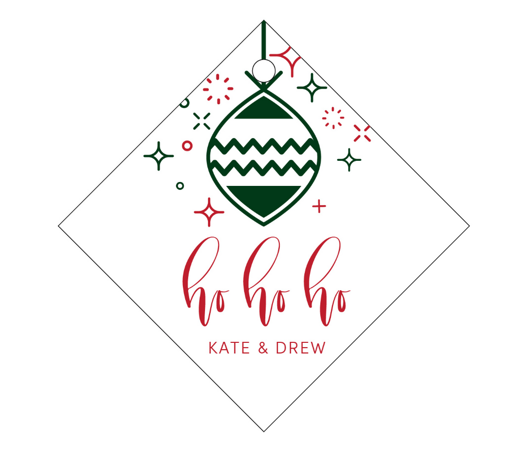Ho Ho Ho Letterpress Personalized Holiday Gift Tag - T200