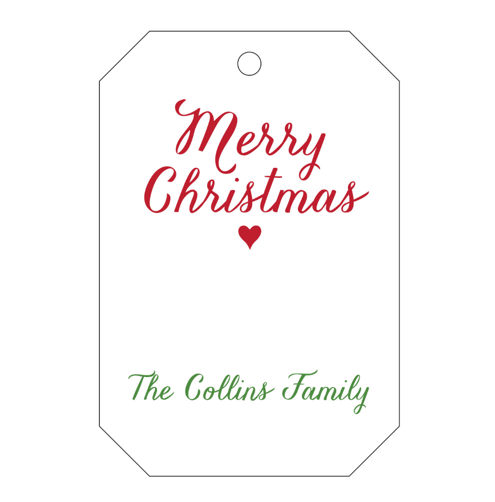 Merry Christmas Letterpress Personalized Holiday Gift Tag - T104