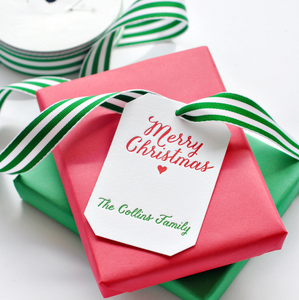Merry Christmas Letterpress Personalized Holiday Gift Tag - T104