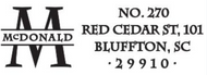 McDonald Family Name and Initial Rectangle Self-Inking Stamper or Hand Stamp