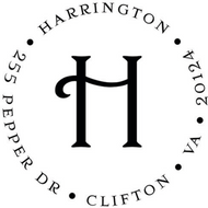 Harrington Family Initial Round Self-Inking Stamp or Embosser