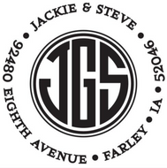 Jackie Couples Monogram Round Self-Inking Stamper or Hand Stamp