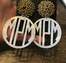Circle Monogram Earrings with Beaded Top