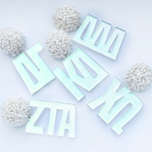 Greek Sorority Letter Earrings Acrylic with White Beaded Top