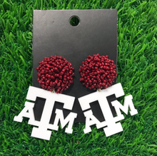 Texas A&M White Acrylic ATM Logo with Maroon Beaded Top