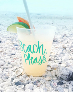 "Beach, Please" Cups - Set of 10, 16oz.