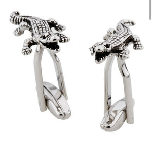 Alligator Silver Finish Cuff Links