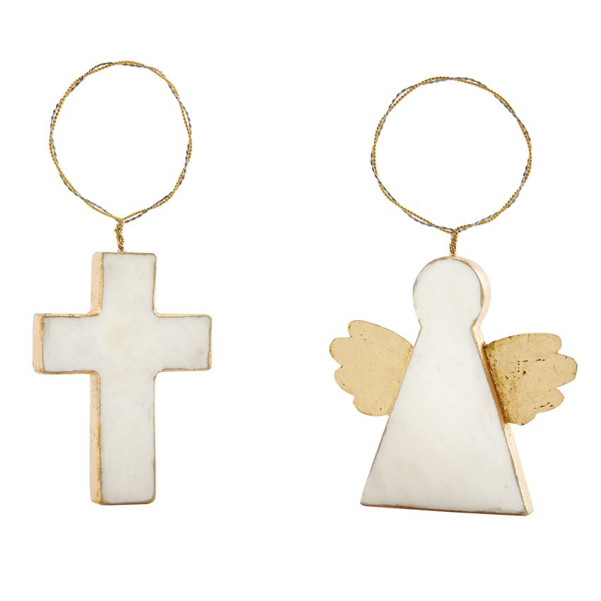 Cross & Angel Marble Ring Ornaments