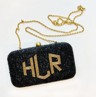 Beaded Monogram Box Clutch / Cross Body
