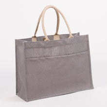 Baby Blue Jute Pocket Tote