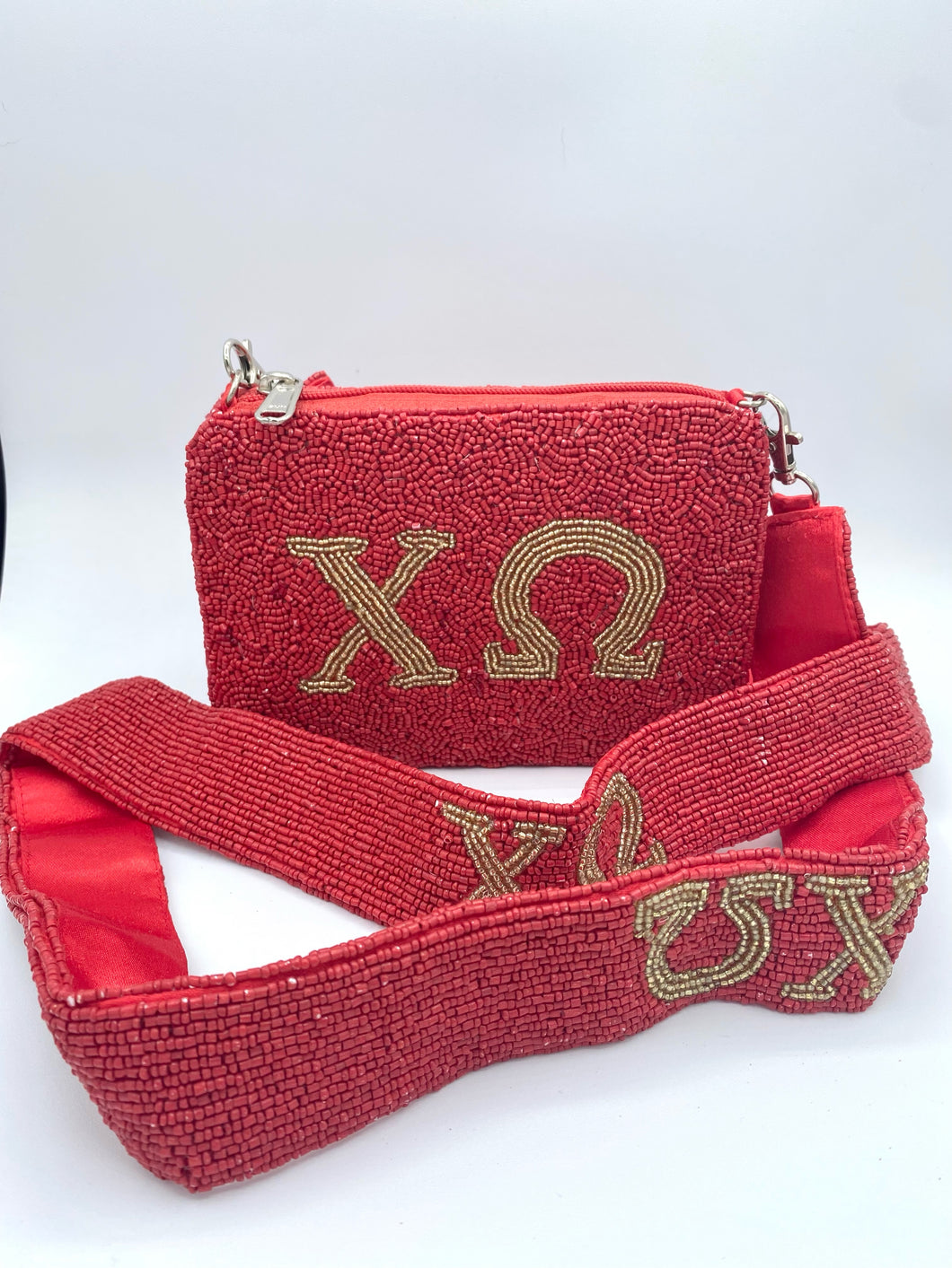 Chi Omega Sorority Beaded Handbag with Purse Strap – Frill Seekers Gifts