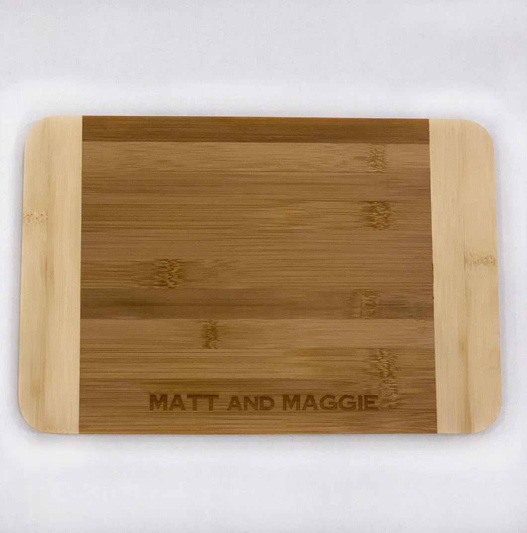 Two Tone Bamboo Cutting Board - Couples Design, Medium