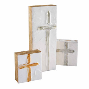 Hand-Painted Wood Block Cross Plaques