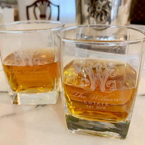 Set of 8 Monogram W Drinking Glasses, Juice, Shot, Whiskey