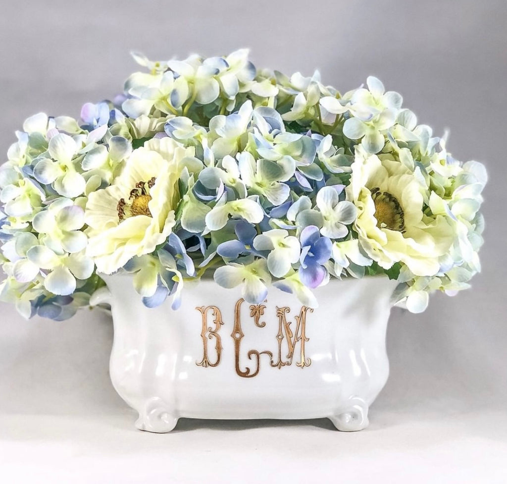Monogram French Flower Arranger Porcelain Planter