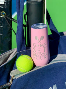 Champagne Beverage Tumbler - Game, Set, Match, Pour Tennis