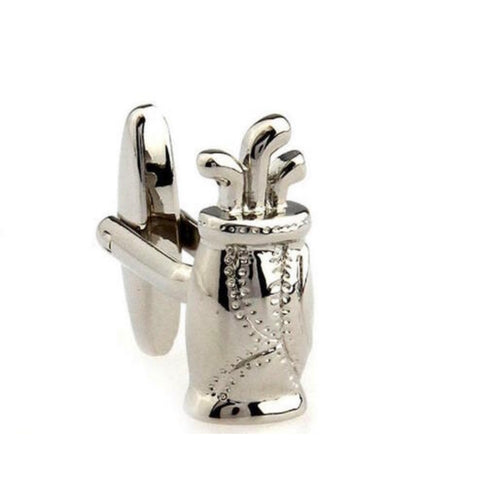 Silver Finish Golf Bag Cuff Links