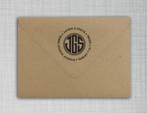Jackie Couples Monogram Round Self-Inking Stamper or Hand Stamp