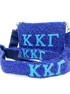 Kappa Kappa Gamma Sorority Beaded Handbag with Purse Strap Set
