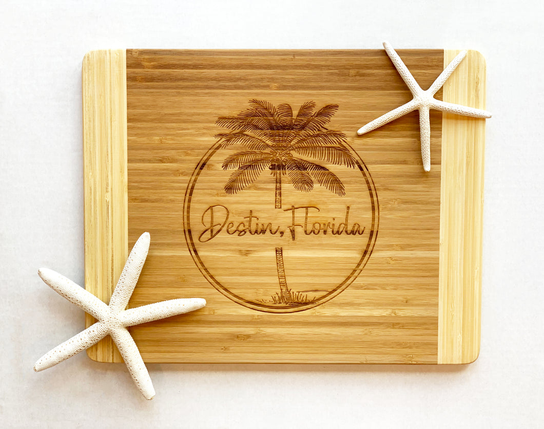 Large Rectangle Cutting Board-Destin, Florida Palm Tree