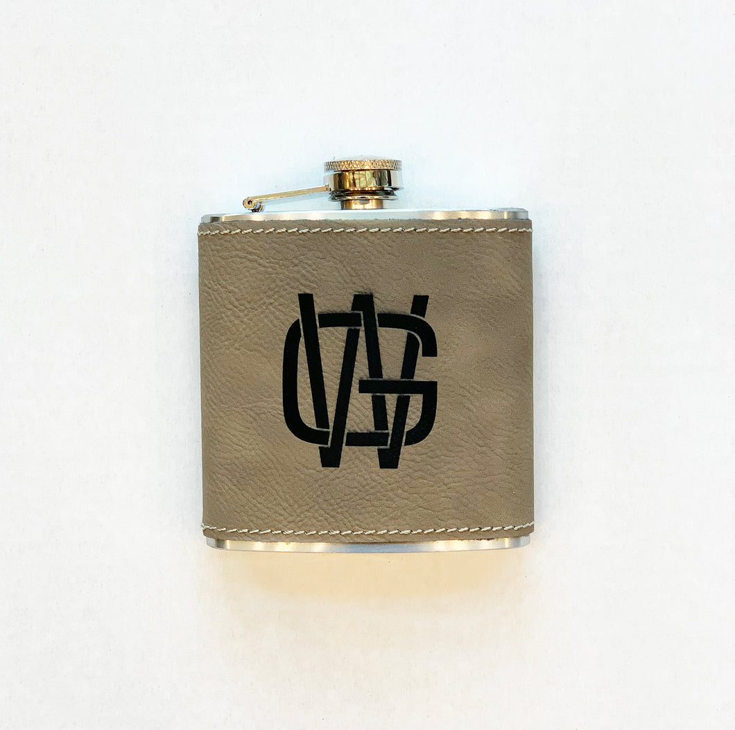 Suede Leather Flask Engraved Personalized