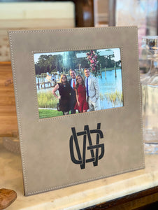 Suede Leather Picture Frame - Engraved with a Monogram