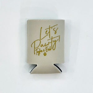 Two Sided "Let's Pawty" Dog Wedding Koozies