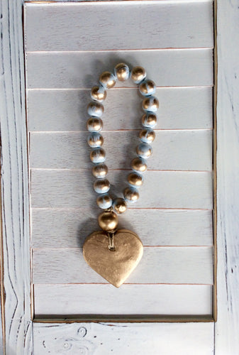 Petite Blue Blessing Beads - Heart