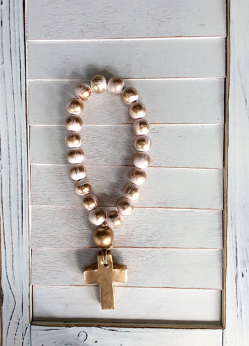 Petite Pink Blessing Beads - Cross