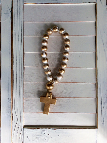 Petite White Blessing Beads - Cross