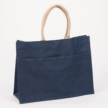 Baby Blue Jute Pocket Tote