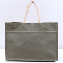 Baby Blue Jute Pocket Tote