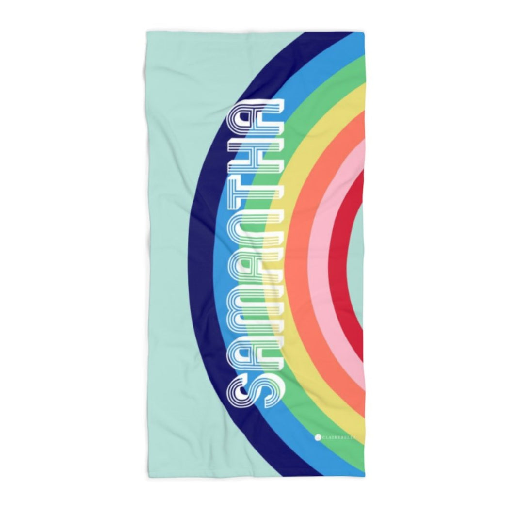 Rainbow Blue Beach Towel