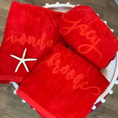Red Beach Towel, Beach Blanket, Oversized Towel, Bathroom Towel, Special  Day Gift, Holiday Towel, Girls Trip Gift 