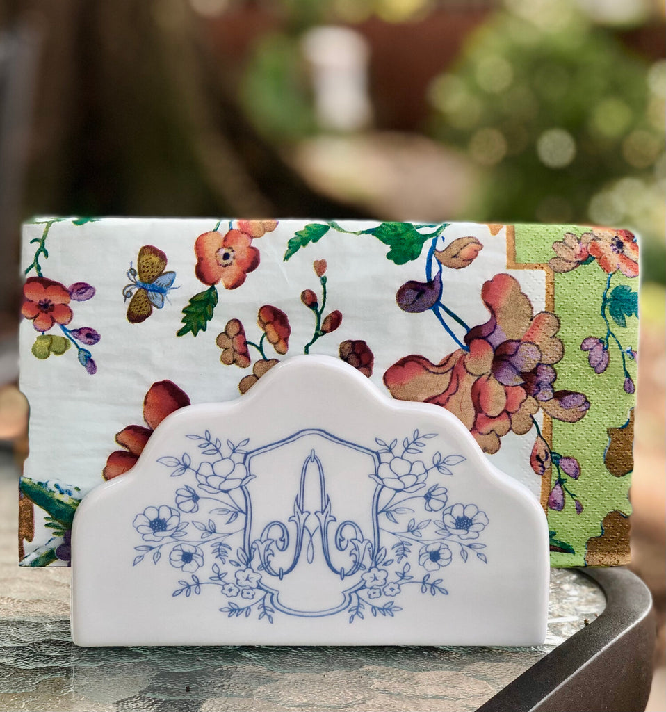 Porcelain Scalloped Mail / Napkin Holder