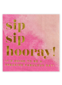 Sip Sip Hooray - Bright Pink Watercolor Cocktail Napkins, Set of 20