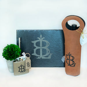 Suede Leather Flask Engraved Personalized