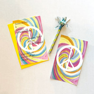 Tie-Dye Peace Sign Groovy Party Invitations