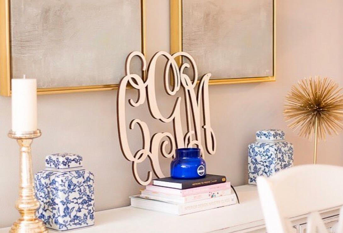 Three Letter Interlocking Wooden Monogram – Frill Seekers Gifts