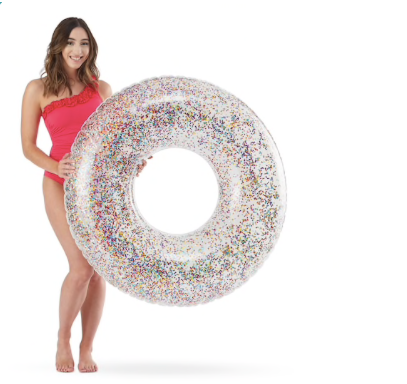 SeaGrove Glitter Confetti Large Pool Ring Float Clear