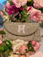 Crescent Monogram Beaded Handbag