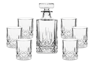 London Crystal 7 Piece Whiskey Decanter Set
